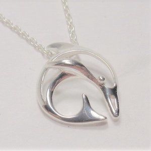 STERLING SILVER NAUTICAL SILHOUETTE DOLPHIN PORPOISE FISH SEA LIFE NECKLACE